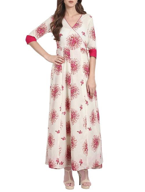 floral angrakha kurta - 14077921 - Very Small Image - 1
