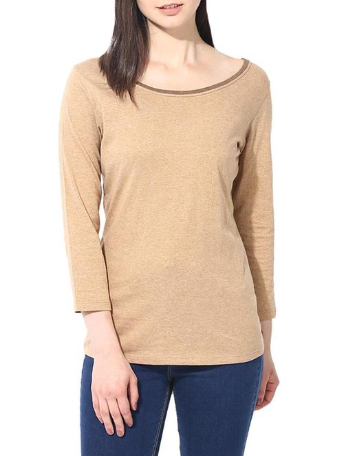 beige cotton regular tshirt - 14082176 - Very Small Image - 1