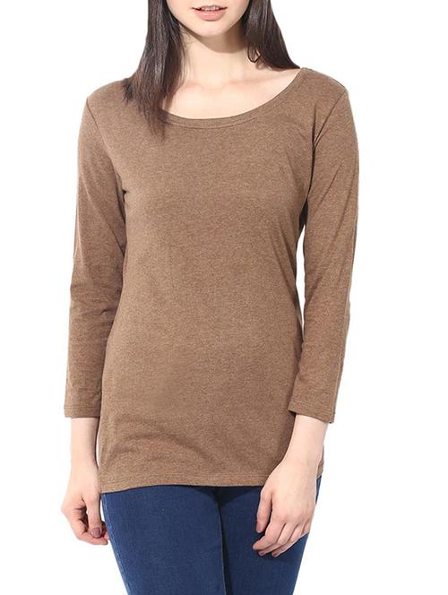brown cotton regular tshirt - 14082177 - Very Small Image - 1