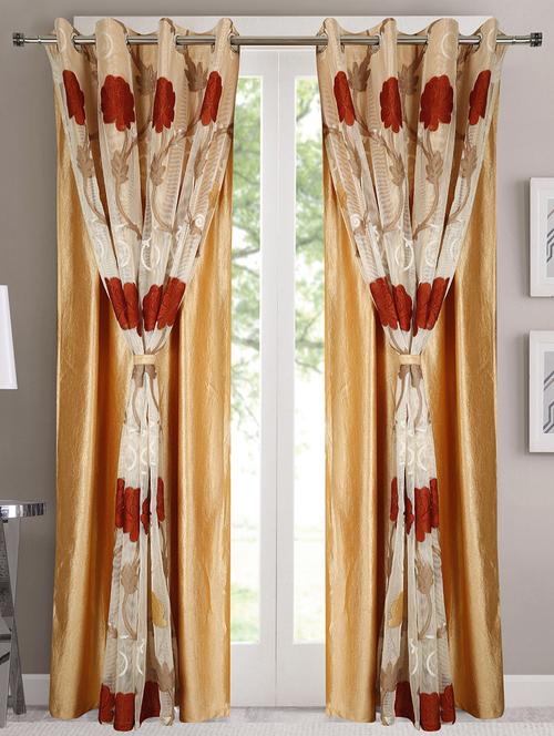 set of 4 polyester eyelet window curtain by dekor world - 14082518 - Very Small Image - 1