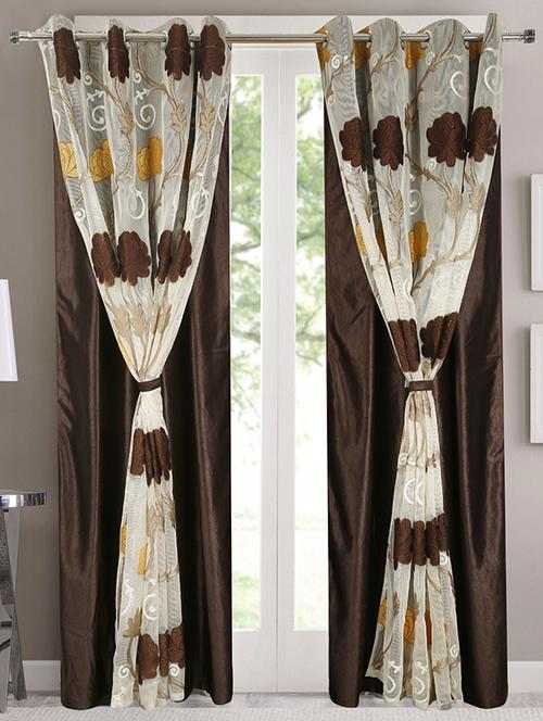 set of 4 polyester eyelet window curtain by dekor world - 14082520 - Very Small Image - 1