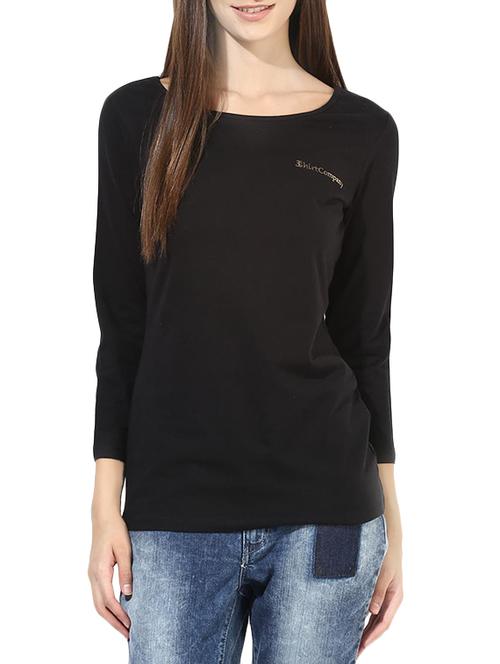 black cotton lycra regular tshirt - 14082604 - Very Small Image - 1