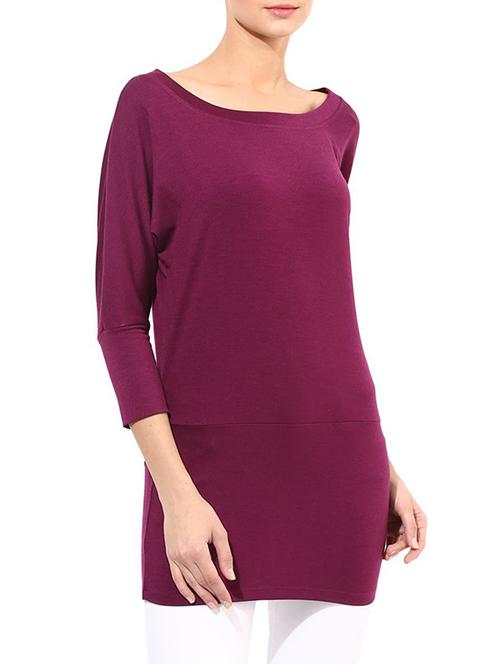 purple cotton blend tee - 14082644 - Very Small Image - 1