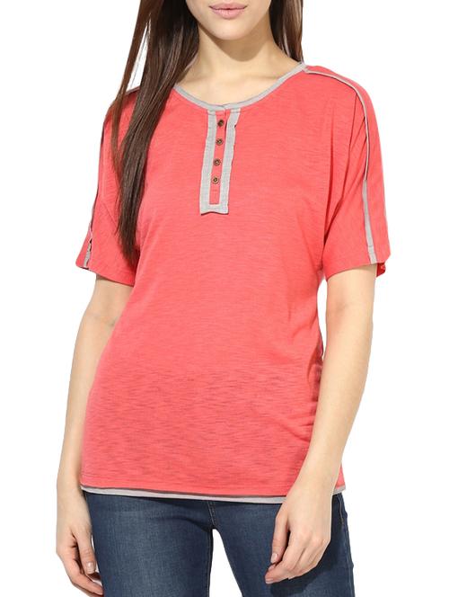 pink cotton blend regular tshirt - 14082652 - Very Small Image - 1