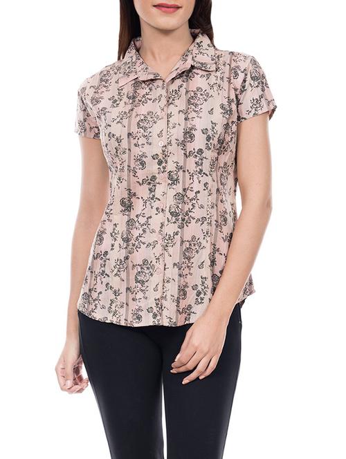 beige printed cotton shirt - 14082682 - Very Small Image - 1