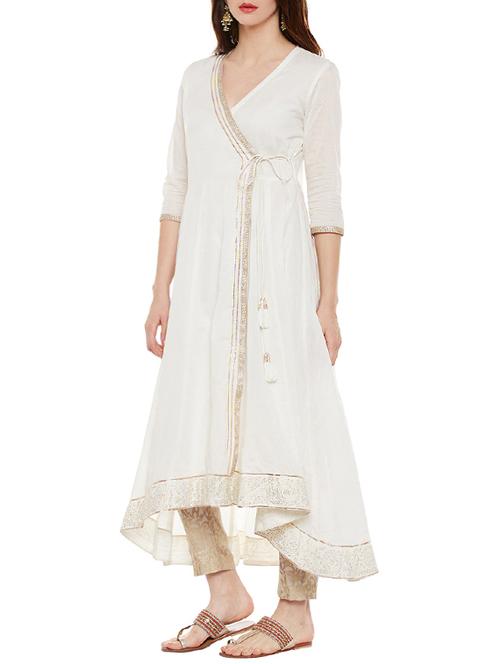 lyla white cotton anarkali kurta - 14083020 - Very Small Image - 1