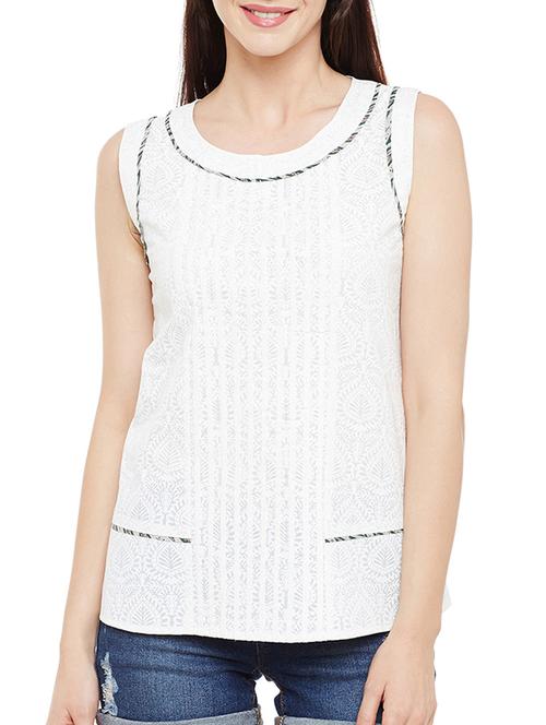 white printed cotton regular top - 14083040 - Very Small Image - 1