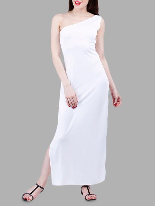 white poly georgette fit & flare dress - 14084430 - Very Small Image - 1