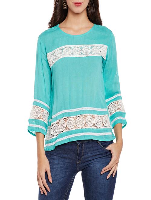 turquoise lace insert top - 14084443 - Very Small Image - 1
