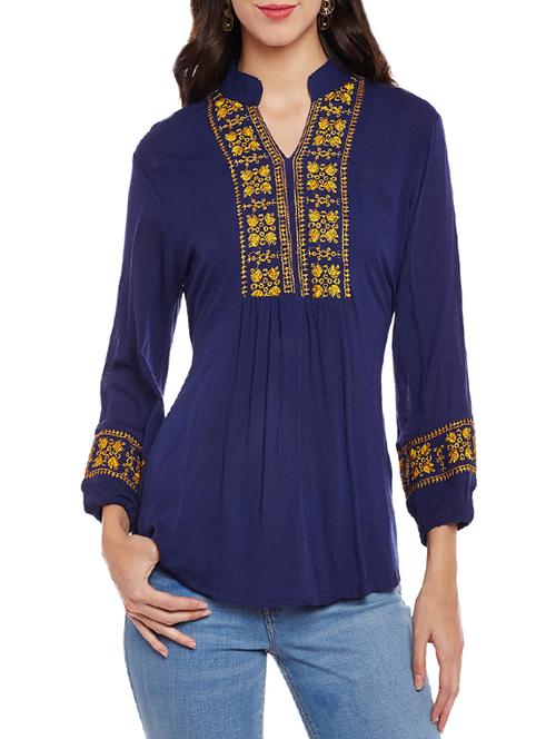 tie back embroidered tunic - 14084446 - Very Small Image - 1