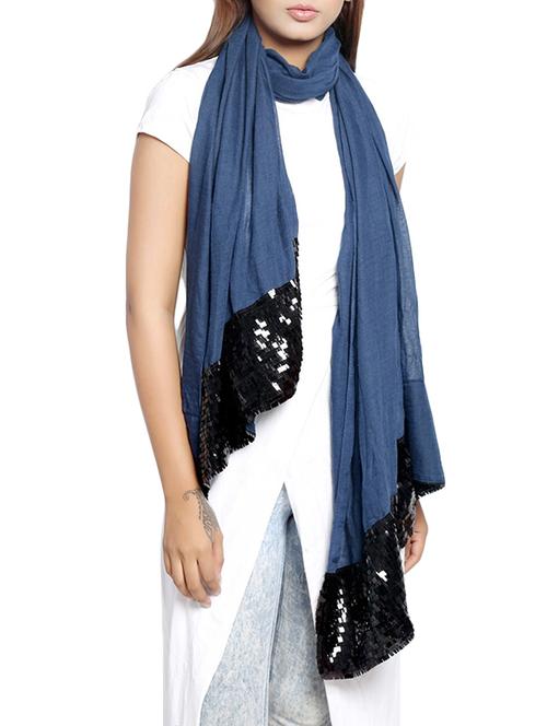 navy blue polyester stole - 14086051 - Very Small Image - 1