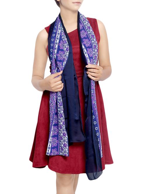 dark blue georgette stole - 14086105 - Very Small Image - 1