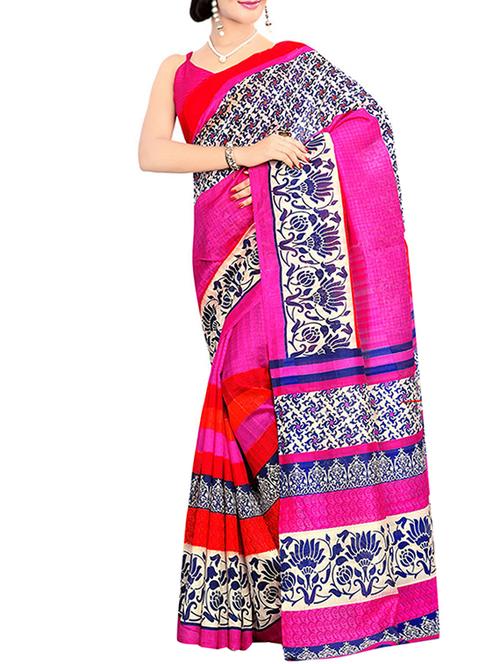 multicoloured art silk bhagalpuri saree with blouse - 14086652 - Very Small Image - 1