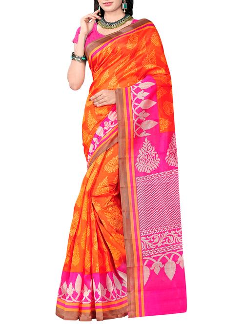 orange art silk bhagalpuri saree with blouse - 14086672 - Very Small Image - 1