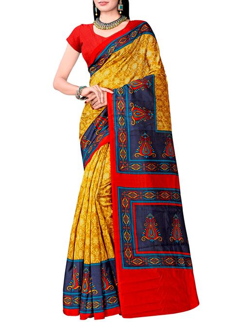 mustard art silk bhagalpuri saree with blouse - 14086694 - Very Small Image - 1