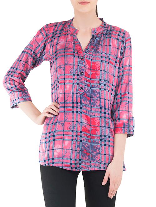 pink rayon regular top - 14087042 - Very Small Image - 1