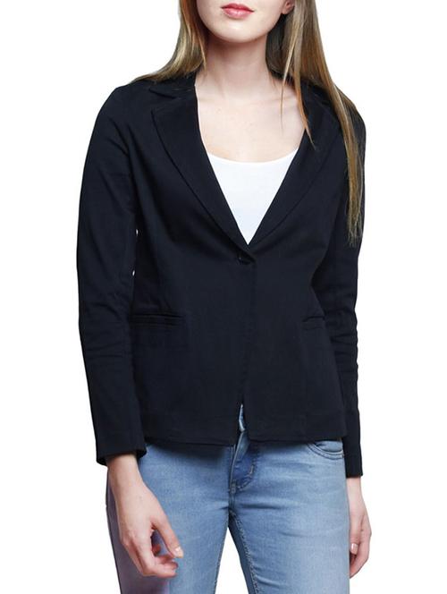 black cotton casual blazer - 14087192 - Very Small Image - 1