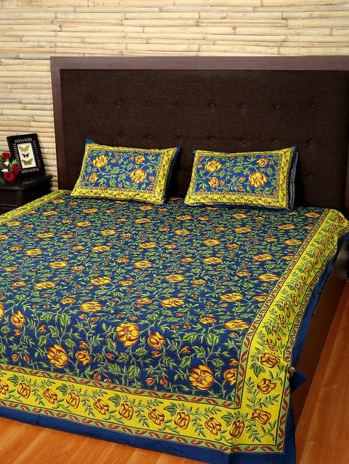 cotton printed double bed sheet with 2 pillow covers by rajrang - 14088066 - Very Small Image - 1