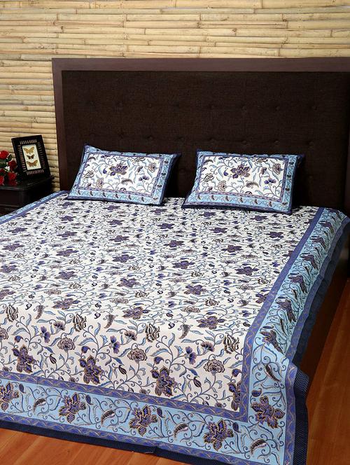 cotton printed double bed sheet with 2 pillow covers by rajrang - 14088074 - Very Small Image - 1