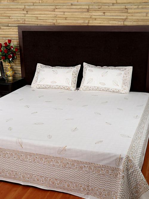 cotton printed double bed sheet with 2 pillow covers by rajrang - 14088078 - Very Small Image - 1