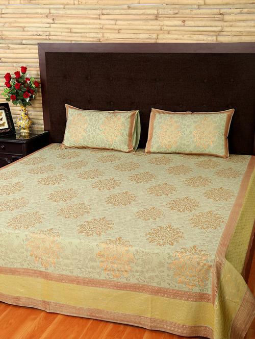cotton printed double bed sheet with 2 pillow covers by rajrang - 14088080 - Very Small Image - 1