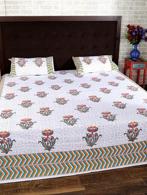 cotton printed double bed sheet with 2 pillow covers by rajrang - 14088084 - Very Small Image - 1