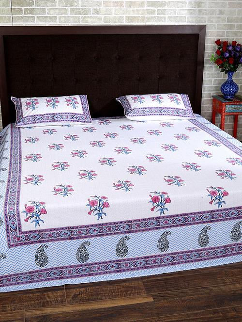 cotton printed double bed sheet with 2 pillow covers by rajrang - 14088089 - Very Small Image - 1