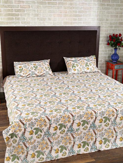 cotton printed double bed sheet with 2 pillow covers by rajrang - 14088098 - Very Small Image - 1