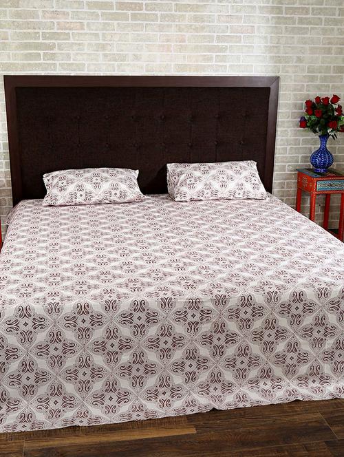 cotton printed double bed sheet with 2 pillow covers by rajrang - 14088104 - Very Small Image - 1
