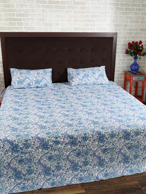 cotton printed double bed sheet with 2 pillow covers by rajrang - 14088105 - Very Small Image - 1