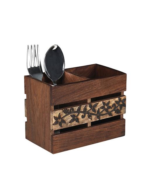 vareesha hand made flowery vine wooden cutlery holder - 14088384 - Very Small Image - 1
