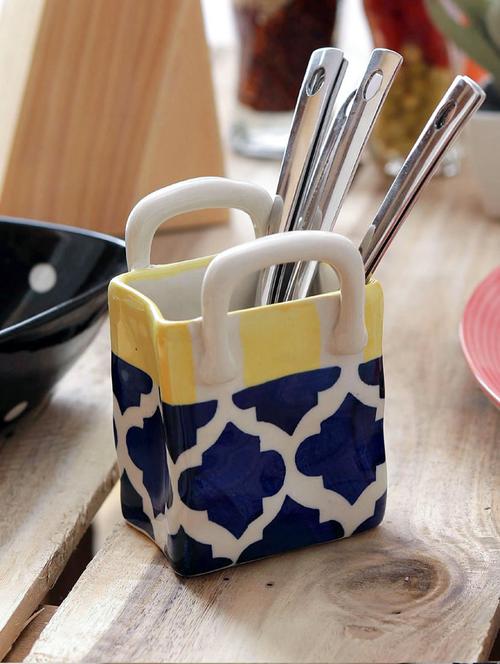 vareesha hand made blue ceramic small cutlery holder - 14088391 - Very Small Image - 1