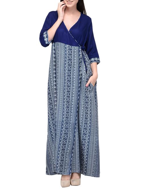 navy blue viscose gown - 14089442 - Very Small Image - 1