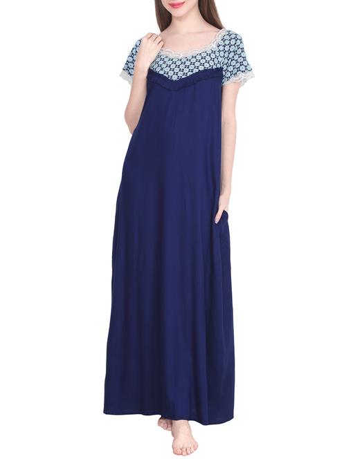 navy blue viscose gown - 14089450 - Very Small Image - 1