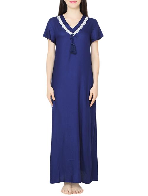 navy blue viscose gown - 14089473 - Very Small Image - 1