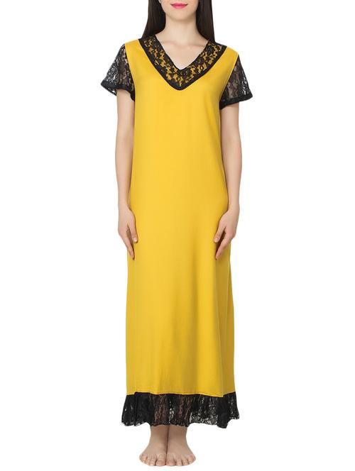 solid yellow viscose gown - 14089485 - Very Small Image - 1