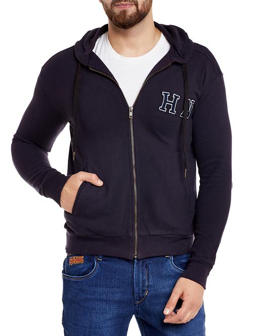 solid navy blue cotton sweatshirt - 14089958 - Very Small Image - 1