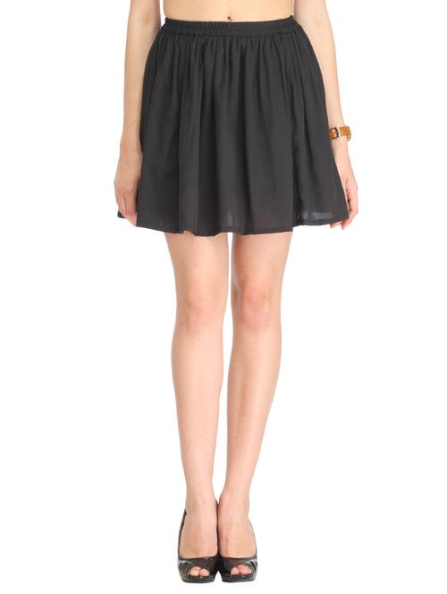 black crepe flared skirts - 14090548 - Very Small Image - 1