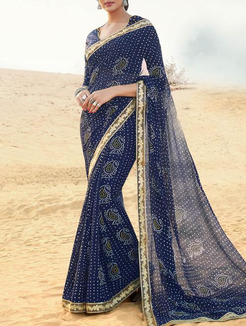 bandhani printed saree - 14090860 - Very Small Image - 1