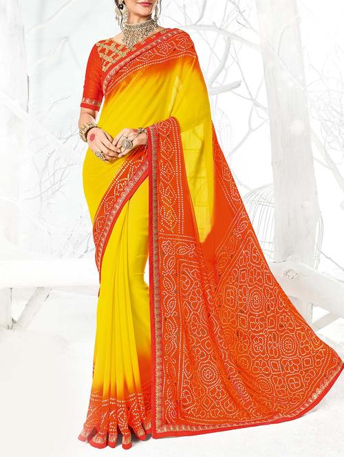 bandhani printed saree - 14090889 - Very Small Image - 1