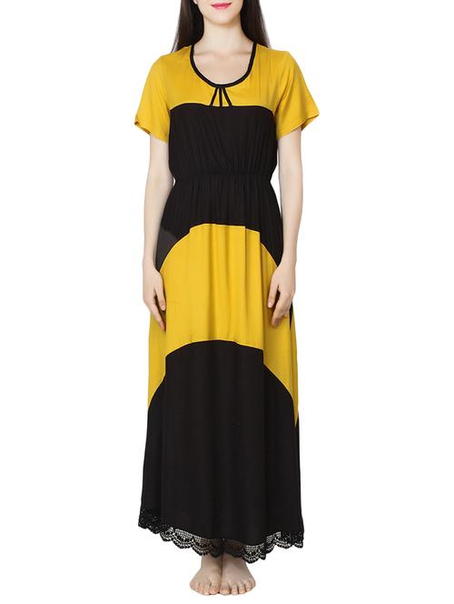 yellow viscose gown - 14094215 - Very Small Image - 1