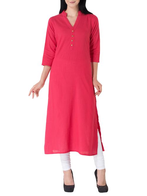 pink cotton long kurta - 14094653 - Very Small Image - 1