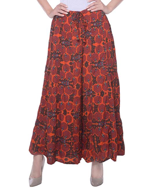 orange crepe palazzo - 14095701 - Very Small Image - 1