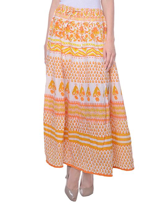 orange cotton flared skirt - 14095704 - Very Small Image - 1