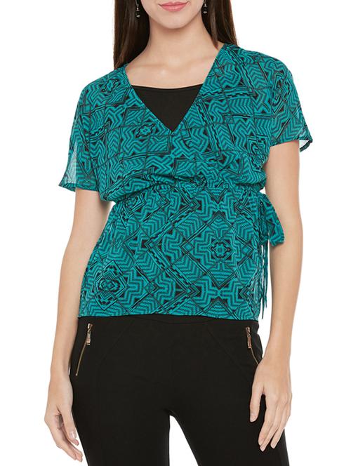 tie up waist surplice top - 14096316 - Very Small Image - 1