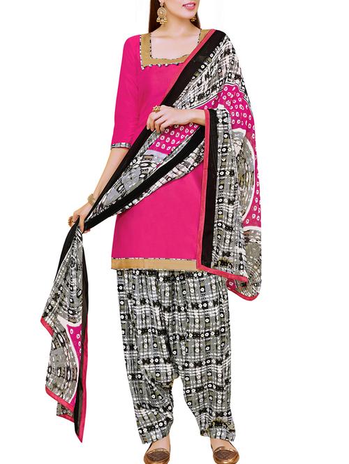 fuchsia unstitched patiyala suit - 14096667 - Very Small Image - 1