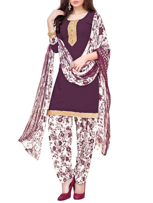 purple unstitched patiyala suit - 14096681 - Very Small Image - 1