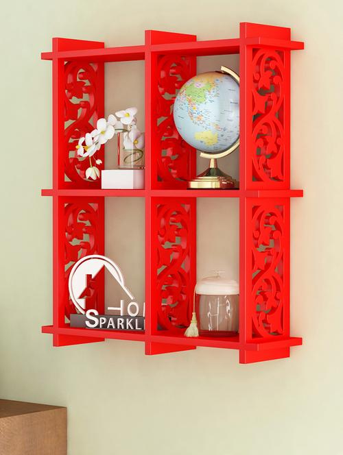 engineered wood 4 pocket wall shelf by home sparkle - 14096821 - Very Small Image - 1