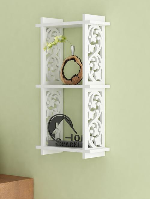 engineered wood 2 pocket wall shelf by home sparkle - 14096824 - Very Small Image - 1
