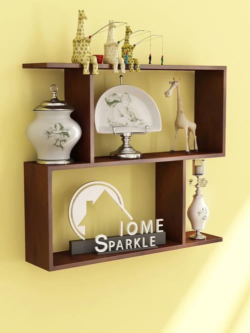 engineered wood z-shaped wall shelf by home sparkle - 14096832 - Very Small Image - 1